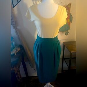 Rena Rowan Saville vintage pleated emerald green size 6 skirt 26”